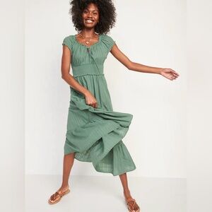 Old Navy Green Pleated Dress